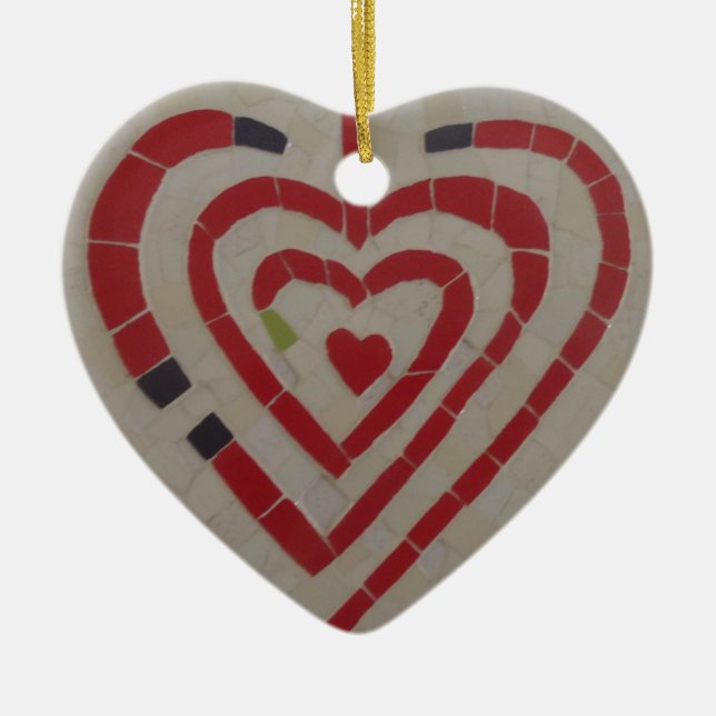Heart Mosaic Cust. Merry Christmas Ornament (Front)