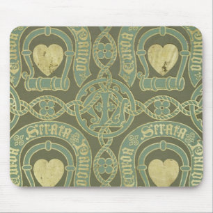 Heart motif ecclesiastical wallpaper design mouse pad