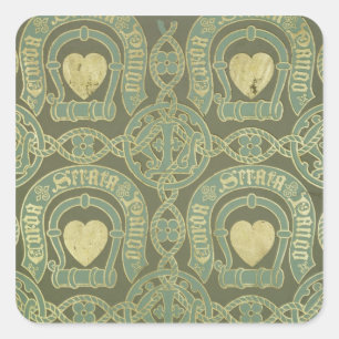 Heart motif ecclesiastical wallpaper design square sticker
