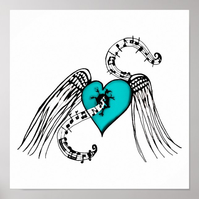 Heart Music Blue Poster (Front)