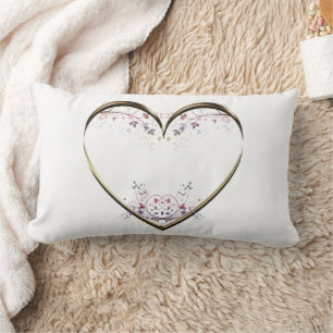 Heart n Flowers Custom Message Lumbar Cushion