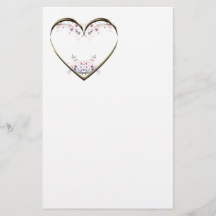 Heart n Flowers Custom Message Stationery