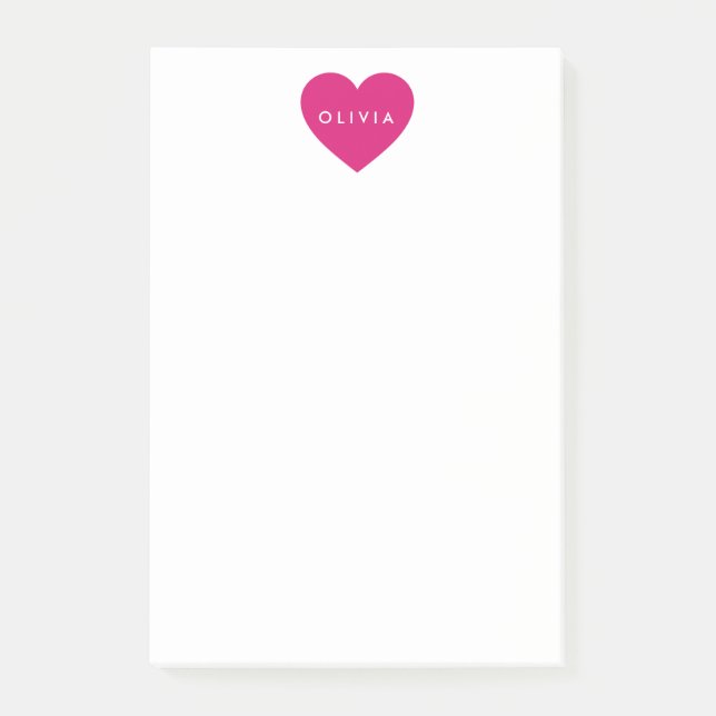 Heart Name Personalised Post-it Notes (Front)