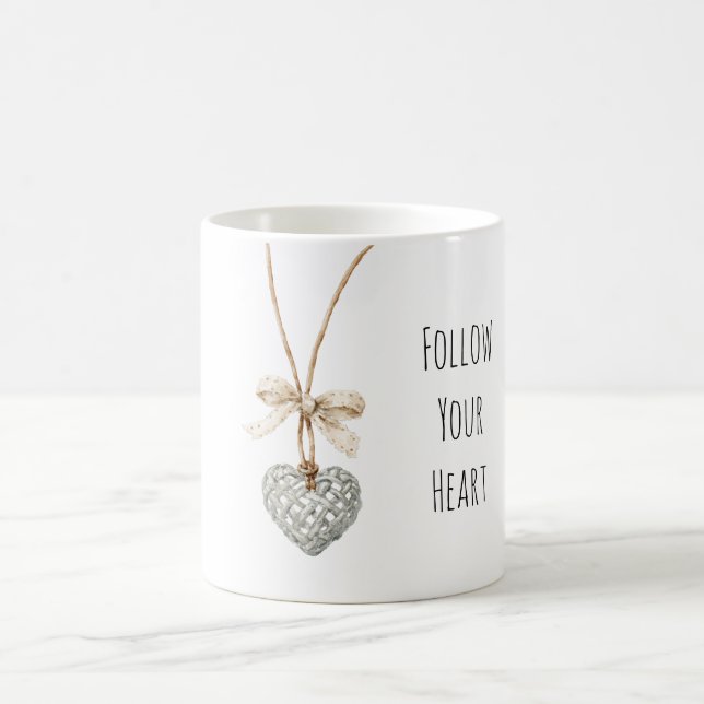 Heart Necklace Cream Bow Coffee Mug (Center)