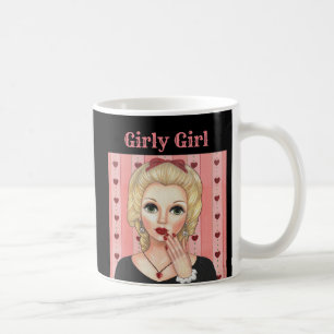 Heart Necklace Head Vase Girly Girl Blonde Pink Coffee Mug