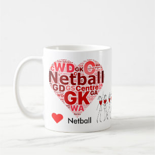 Heart Netball Positions Word Cloud Coffee Mug