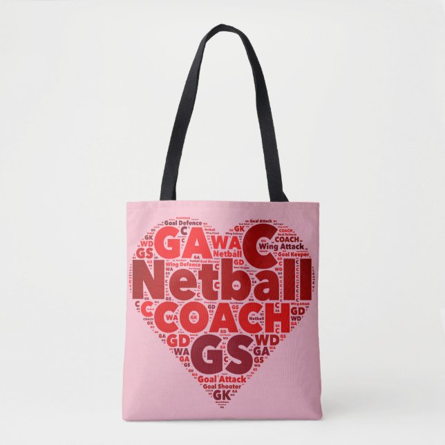 Heart Netball Themed Coach Tote Bag (Front)