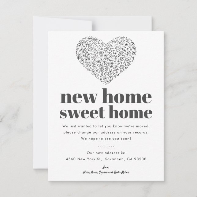 Heart New Home | Moving Announcement Card (Front)