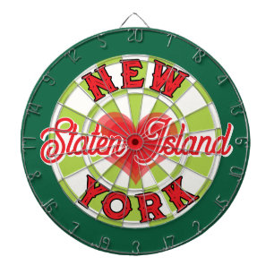 Heart NEW YORK Red Custom Text & Green Background Dartboard