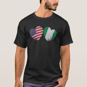 Heart Nigerian American Flag Patriotic Family Heri T-Shirt
