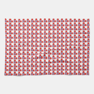 Heart Norway Flag Pattern Tea Towel