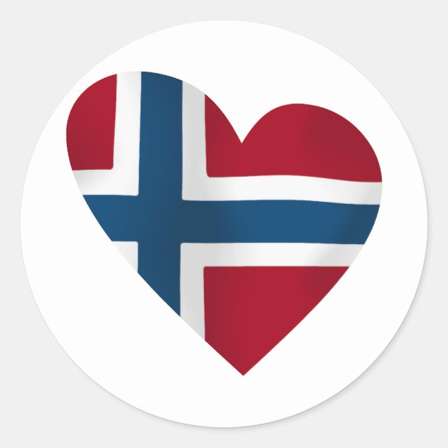 Heart Norwegian Flag Classic Round Sticker (Front)