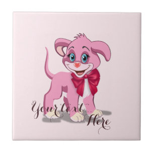 Heart Nose Pink Puppy Cartoon Tile