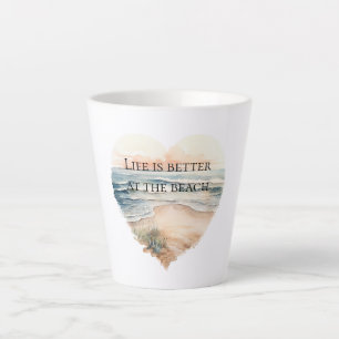 Heart Ocean Beach  Latte Mug