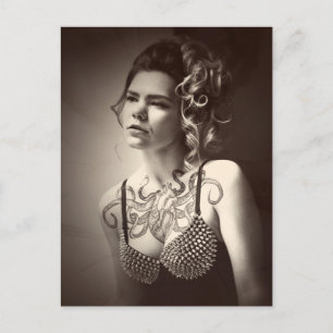 Heart Octopus Tattoo Girl Photo Postcard