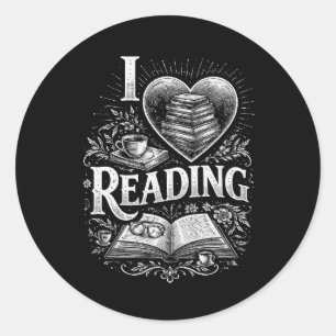 Heart of a Book Lover Classic Round Sticker
