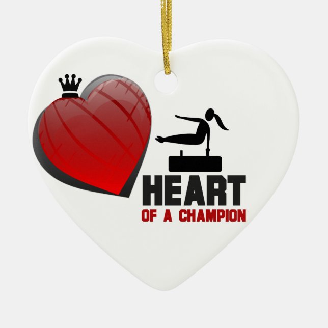 Heart of a Champion Gymnastics Ceramic Tree Decoration (Front)