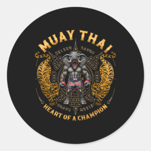 Heart Of A Champion - Kickboxing And Muay Thai Ele Classic Round Sticker