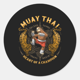 Heart Of A Champion - Kickboxing And Muay Thai Fun Classic Round Sticker