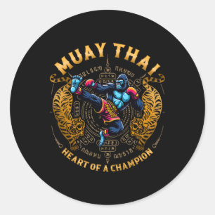 Heart Of A Champion - Kickboxing And Muay Thai Gor Classic Round Sticker