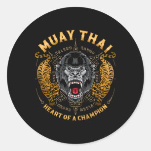 Heart Of A Champion - Kickboxing And Muay Thai Gor Classic Round Sticker