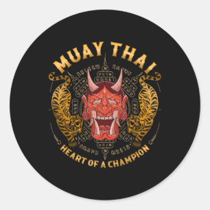 Heart Of A Champion - Kickboxing And Muay Thai Oni Classic Round Sticker
