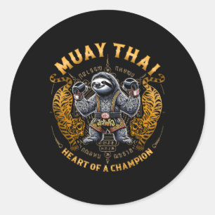 Heart Of A Champion - Kickboxing And Muay Thai Slo Classic Round Sticker