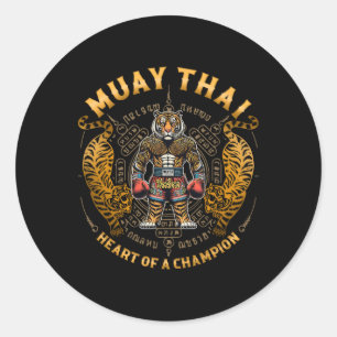 Heart Of A Champion - Kickboxing And Muay Thai Tig Classic Round Sticker