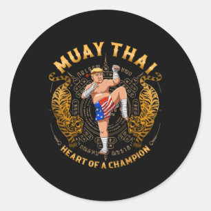 Heart Of A Champion - Kickboxing And Muay Thai Tru Classic Round Sticker
