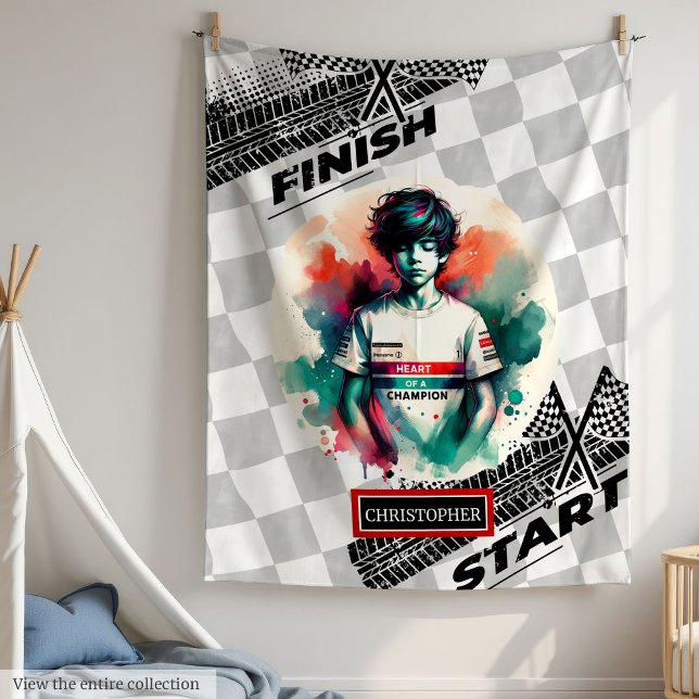 Heart of a Champion Racing Sport Car Birthday Gift Fleece Blanket (Heart of a Champion Racing Sport Car Birthday Gift)