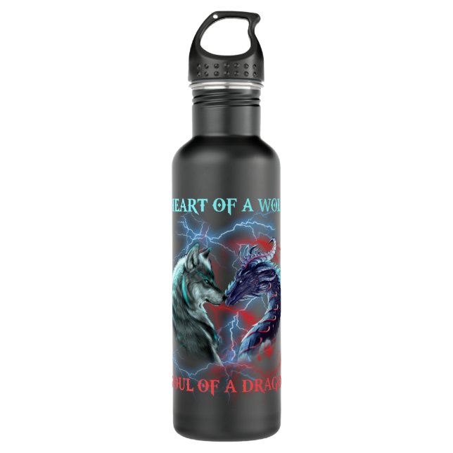 Heart of a wolf Soul of a dragon 710 Ml Water Bottle (Front)