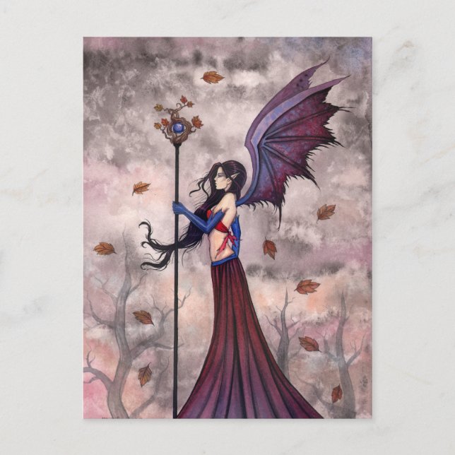 Heart of Autumn Vampire Gothic Fairy Postcard (Front)