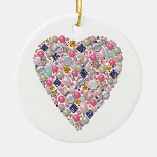 Heart of beads, heart ceramic ornament