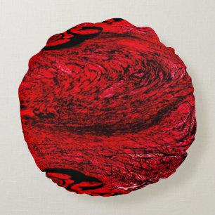 Heart of Chaos – Infinite Red Spiral Round Cushion