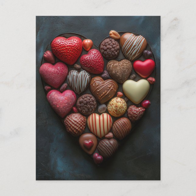 Heart of chocolate and chocolate postcard (Front)