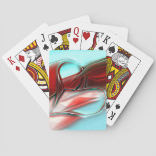 Heart of crystal lines over sandy mountain texture playing cards