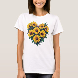 Heart of Daisies Floral Graphic Women's T-Shirt