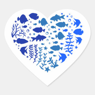 Heart of fish, Lovely Gift For Fish Lovers Sticker