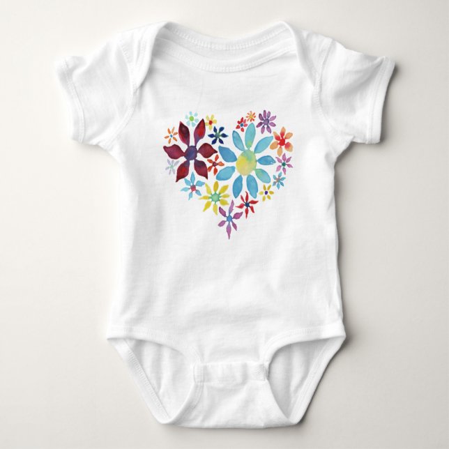 Heart of Flowers Baby Bodysuit (Front)
