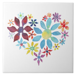 Heart of Flowers Ceramic Tile