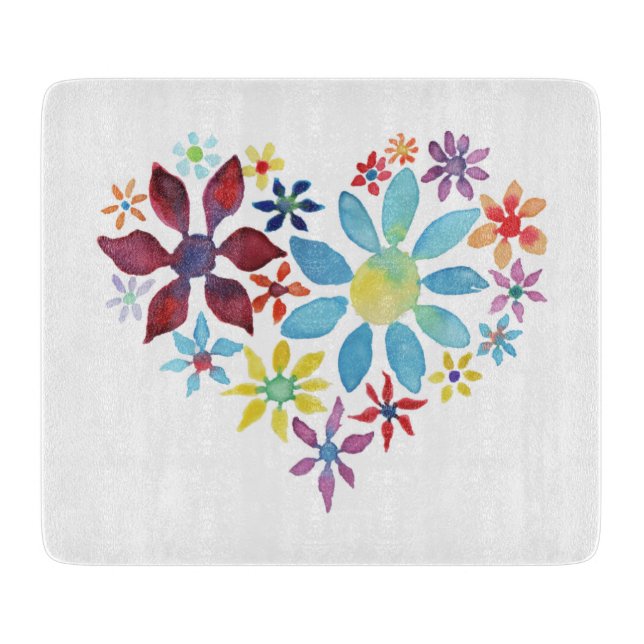 Heart of Flowers Cutting Board (Front)