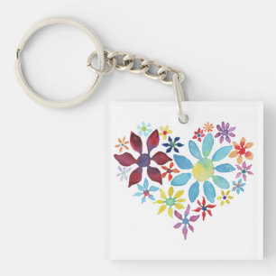 Heart of Flowers Key Ring