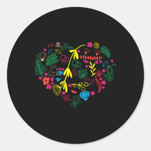 Heart Of Flowers Scandinavian Folk Art Love Classic Round Sticker