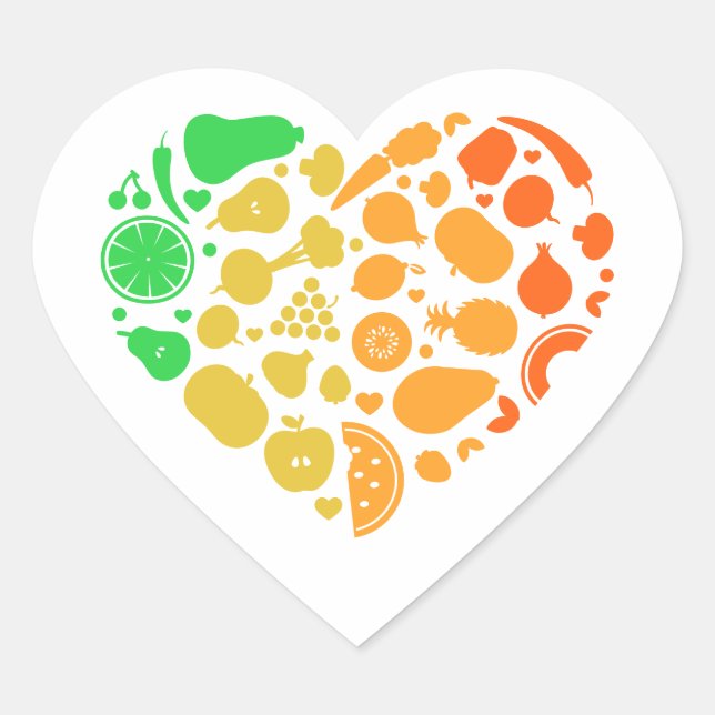 Heart of fruits and vegetables - Great Vegan Gift Heart Sticker (Front)