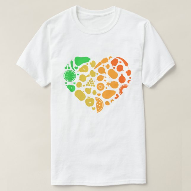 Heart of fruits and vegetables - Great Vegan Gift T-Shirt (Design Front)