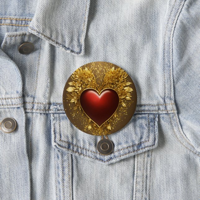 Heart of Gold Button" 7.5 Cm Round Badge (In Situ)