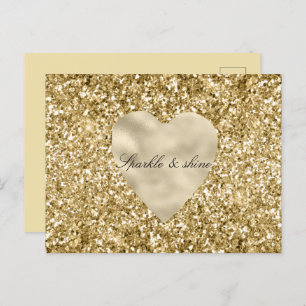 Heart of Gold Glitter Personalised  Postcard