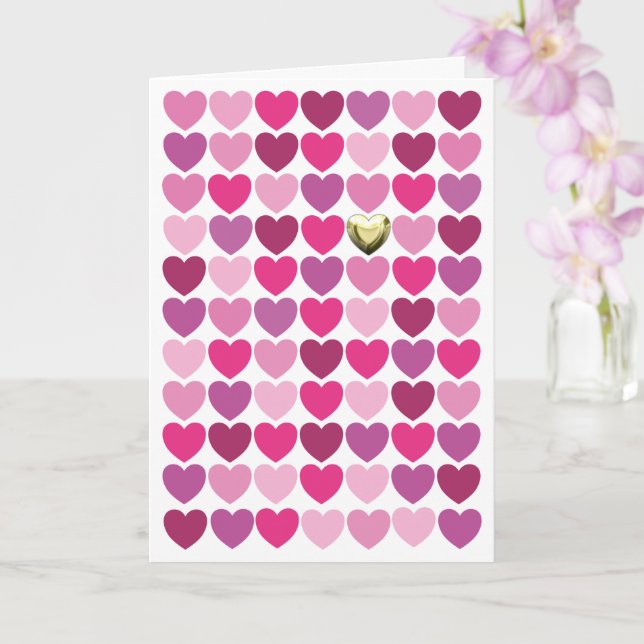 Heart of Gold Happy Valentines or Anniversary Card (Orchid)