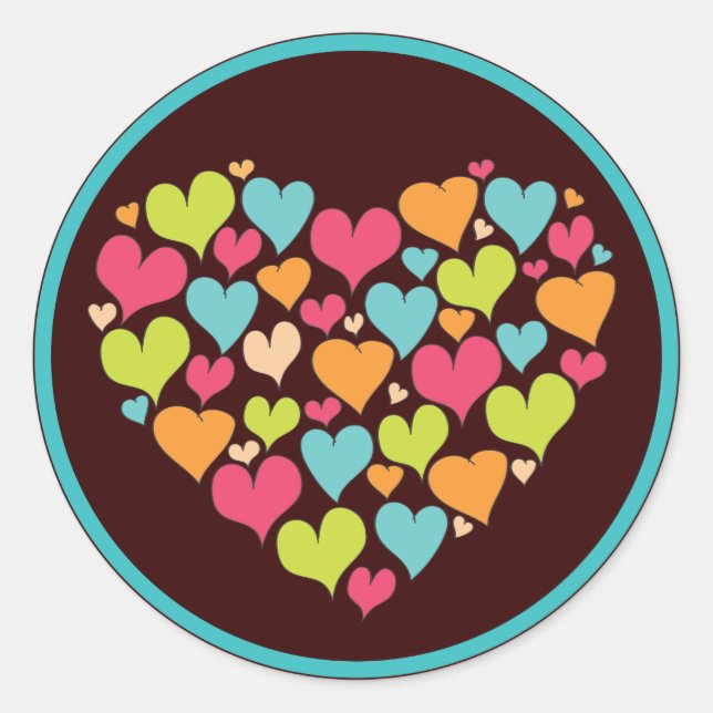 Heart of Hearts Love Sticker in Bright Colour (Front)