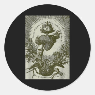 Heart Of Jesus Chalice And Sacred Antique Catholic Classic Round Sticker